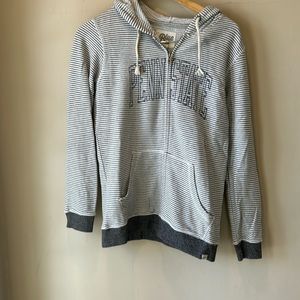 Women’s Penn State stripe zippered down sweatshirt with hood size medium